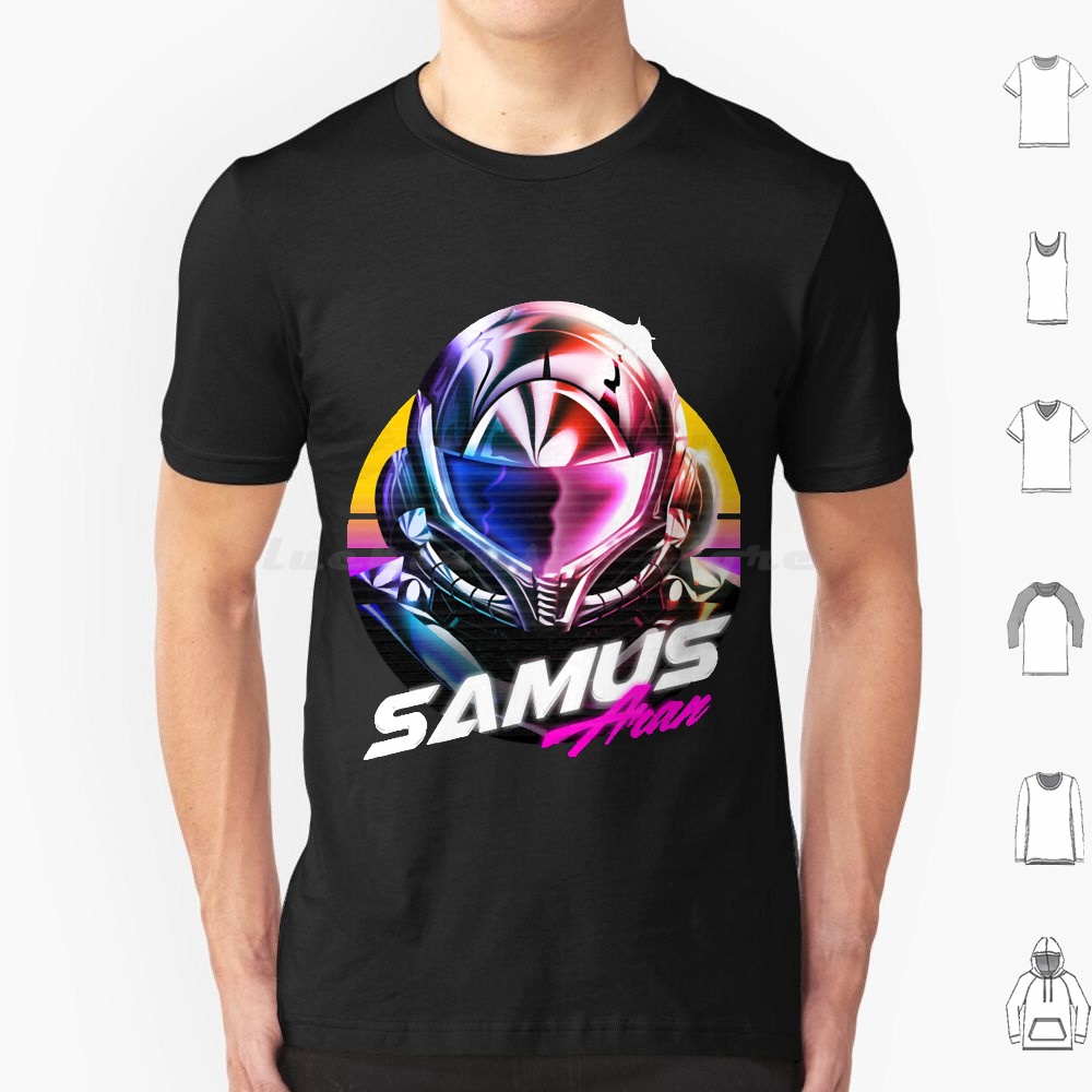 Retro Gaming T Shirt - Футболка Samus Aran, размер 6XL, хлопковая,