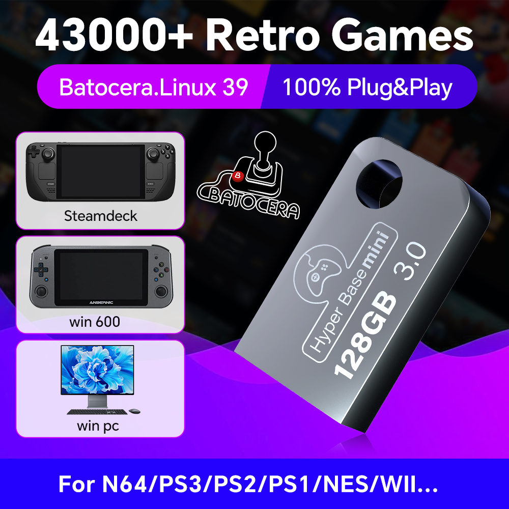 Retro Gaming N64 - USB-флеш-накопитель Batocera 128G для Windows 43000,